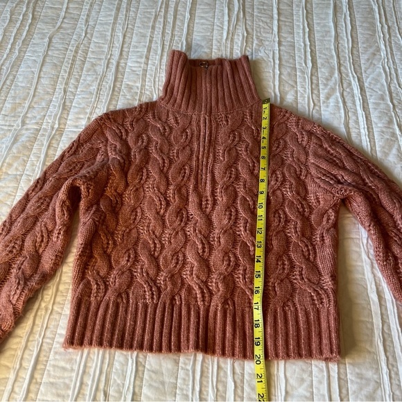 2/$30 Sincerely Jules Cable Knit Chunky Turtle Neck Zipper Sweater Pink SZ XS - Picture 7 of 11